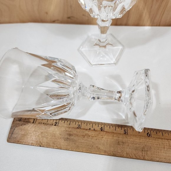 2) Chaumont Crystal Wine Goblets Cristal D'Arques Durand 5.5" spiky linear cuts - Picture 8 of 9